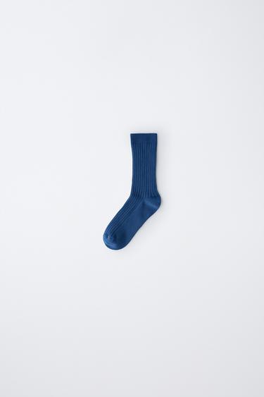 LONG RIBBED SOCKS - Bluish by Zara
