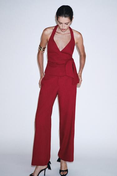 HALTER WAISTCOAT WITH KNOT - Cherry red by Zara