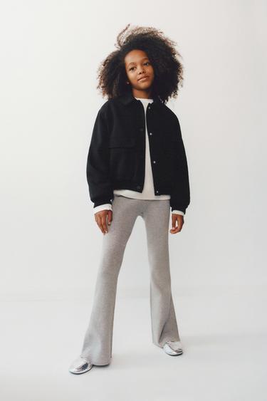 FLARED RIBBED LEGGINGS - Grey marl by Zara