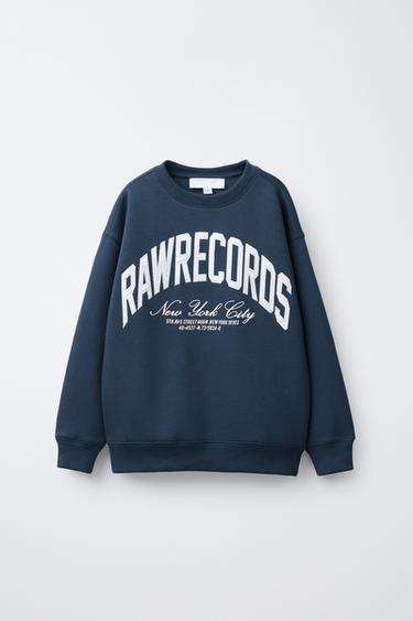 SLOGAN PLUSH SWEATSHIRT - Blue by Zara