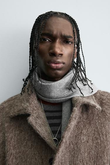 COAT WITH FAUX FUR WOOL BLEND - Sand / Marl by Zara