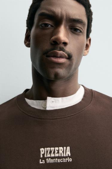PIZZERIA LA MONTECARLO PRINTED SWEATSHIRT - Brown by Zara