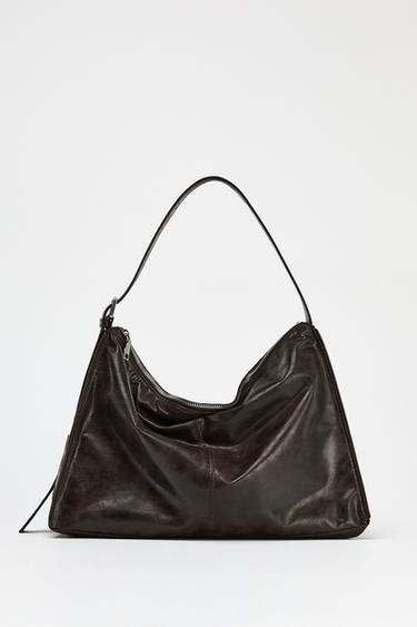 SOFT MAXI BUCKET BAG WITH METAL EYELETS - Chocolate by Zara