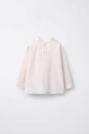 TEXTURED STAND COLLAR SHIRT - Ecru by Zara