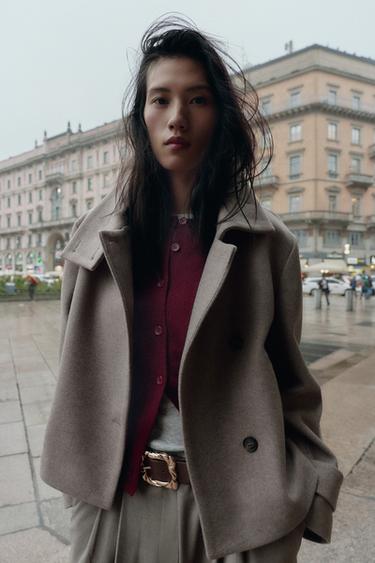 HIGH-COLLAR JACKET - camel by Zara