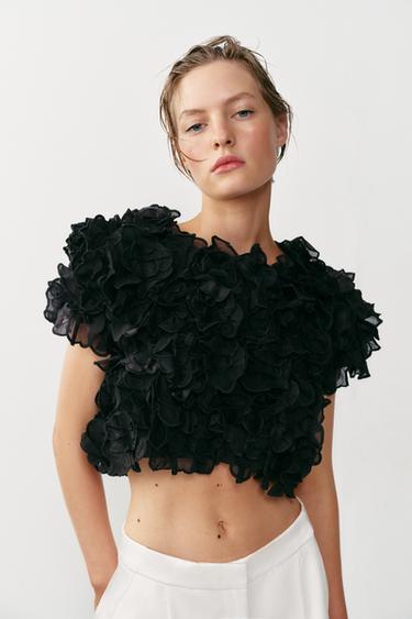 TEXTURED KNIT TOP - Black by Zara