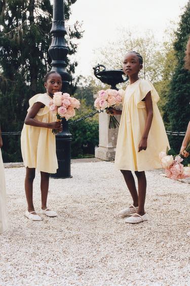EMBROIDERED BEADED DRESS - Light yellow by Zara