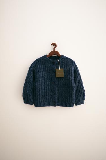 ZARA TIMELESS - CHUNKY KNIT CARDIGAN WITH WOOL - Duck blue by Zara