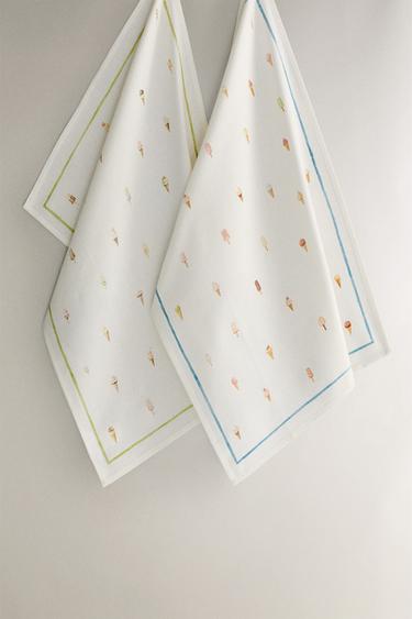PACK OF COTTON ICE CREAM TEA TOWELS (PACK OF 2) - Bluish by Zara
