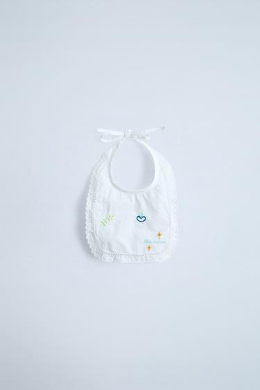 EMBROIDERED CLOTH BIB - White by Zara - Image 0