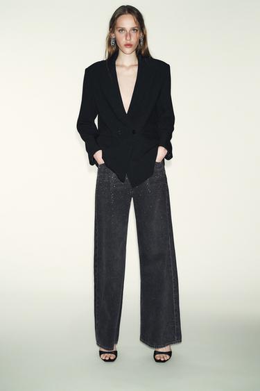 OVERSIZE PINSTRIPE DOUBLE-BREASTED BLAZER - Black by Zara