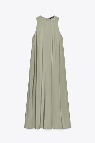 FLOWING VOLUMINOUS MIDI DRESS - Khaki by Zara