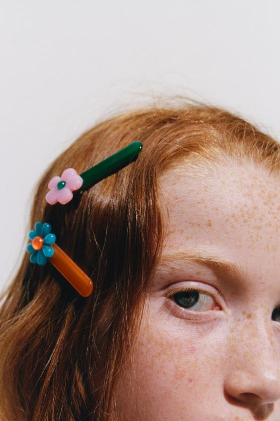 3-PACK OF FLORAL HAIR CLIPS - Multicoloured by Zara - Image 0