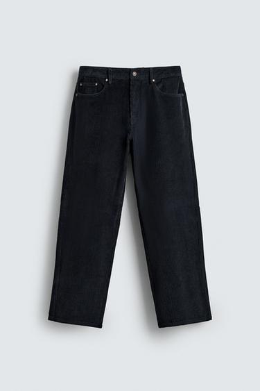 STRAIGHT-LEG CORDUROY TROUSERS - Blue / Grey by Zara
