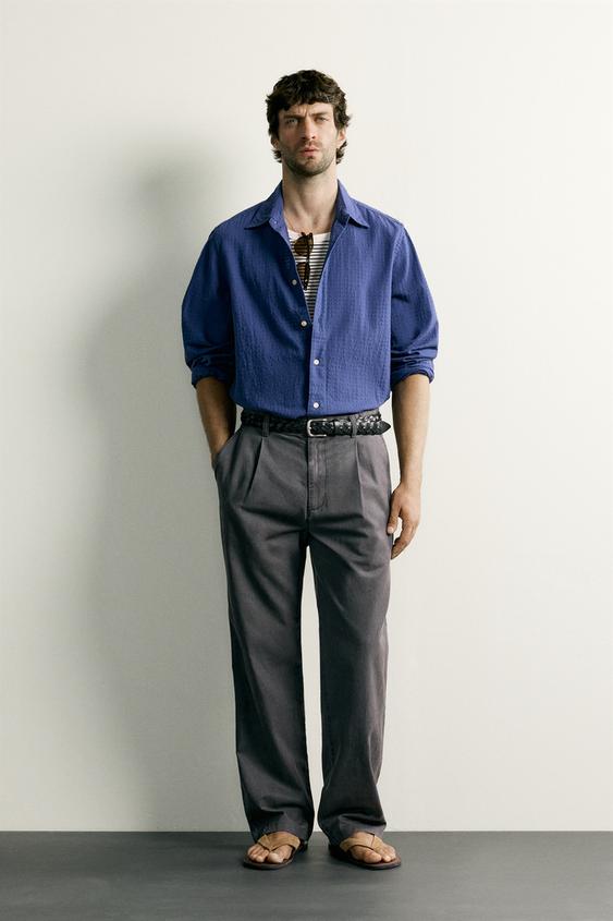RELAXED FIT PLEATED CHINO TROUSERS - Anthracite grey by Zara - Image 0