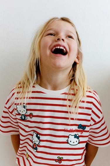 STRIPED HELLO KITTY © SANRIO T-SHIRT - Red Stripe by Zara