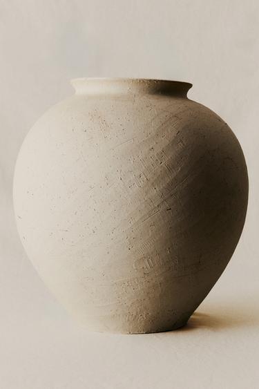 TEXTURED CERAMIC VASE - Grey by Zara