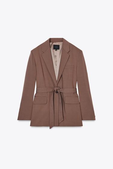 TIE-BELT BLAZER - Light mink by Zara