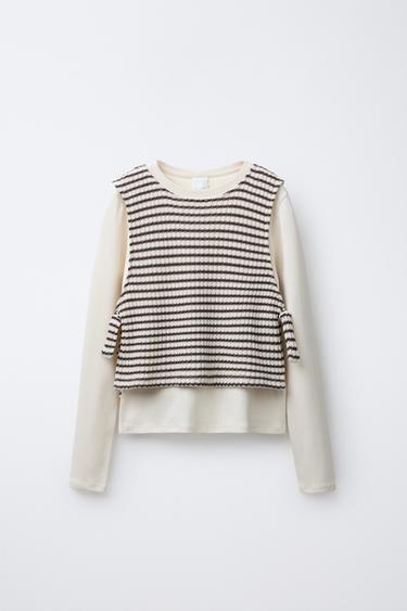 T-SHIRT WITH STRIPED WAISTCOAT - striped by Zara