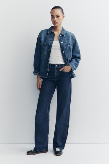 MID-RISE WIDE-LEG TRF JEANS - Navy blue by Zara - Image 0