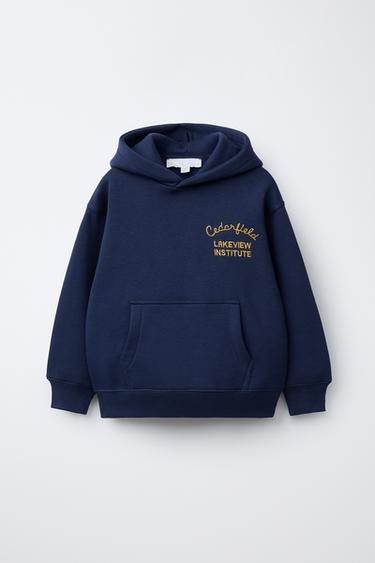 EMBROIDERED SLOGAN HOODIE - Navy blue by Zara