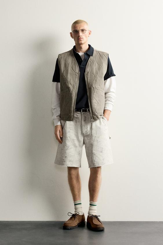 WASHED TOPSTITCHED GILET - Khaki by Zara - Image 0