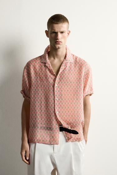 GEOMETRIC PRINT FLOWING SHIRT - Light pink by Zara