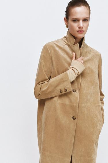 SUEDE LEATHER COAT ZW COLLECTION LIMITED EDITION - Beige by Zara