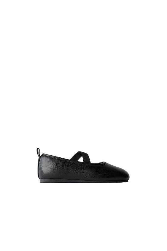 LEATHER SCHOOL BALLERINAS - Black by Zara - Image 0