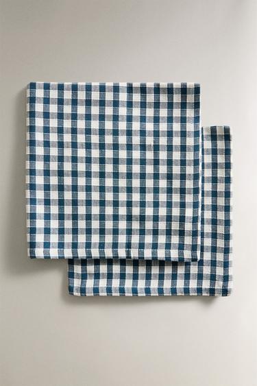 GINGHAM COTTON NAPKINS (PACK OF 2) - Blue by Zara