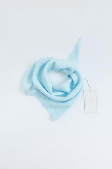 100% CASHMERE STRIPED SCARF - Sky blue by Zara