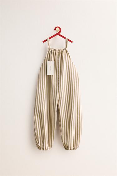 ZARA TIMELESS - LONG STRIPED DUNGAREES - camel by Zara