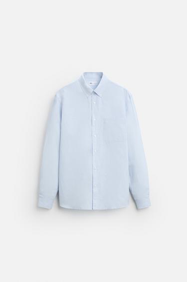 COTTON - LINEN SHIRT - Sky blue by Zara