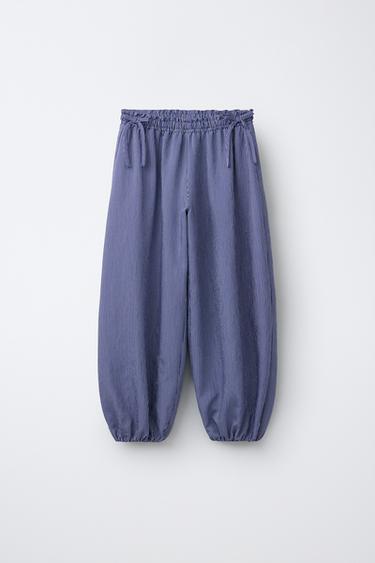 STRIPED SAROUEL TROUSERS WITH BOWS - Blue/White by Zara