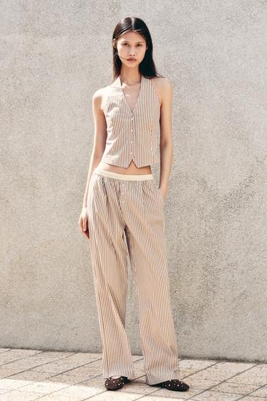 CONTRAST STRIPE PYJAMA TROUSERS - Brown-Blue by Zara