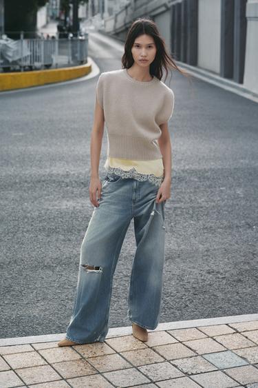 100% WOOL SLEEVELESS VEST - Beige by Zara