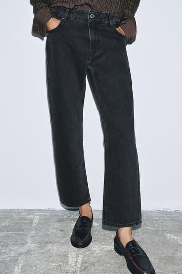 ZW COLLECTION MID-WAIST FULL LENGTH JEANS - Black by Zara