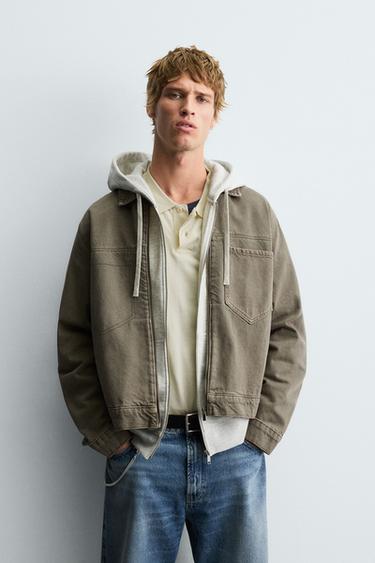 DENIM ZIP-UP OVERSHIRT - camel by Zara