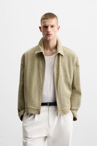 TEXTURED ZIP-UP OVERSHIRT - Green by Zara
