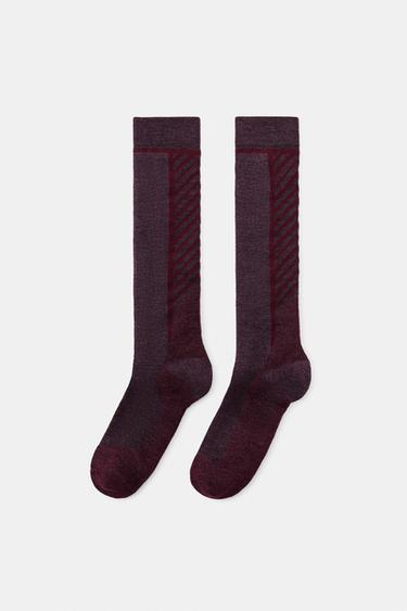 WOOL SKI SOCKS - Burgundy by Zara