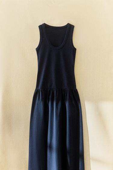 FLARED MIDI DRESS - Navy blue by Zara