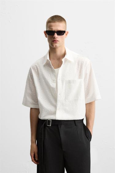 GEOMETRIC EMBROIDERY SHIRT - White by Zara