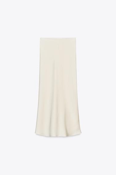 SATIN MIDI SKIRT - Ecru by Zara