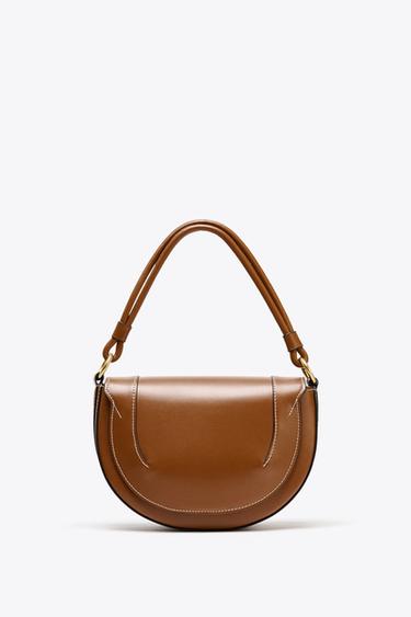 CANVAS STITCH DETAIL CROSSBODY BAG - Dark tan by Zara