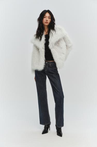 SHORT FAUX FUR COAT ZW COLLECTION - Ecru by Zara