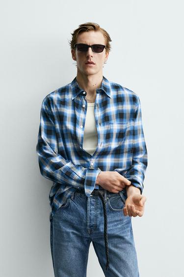 FLOWING CHECK SHIRT AARON LEVINE X ZARA - Blue by Zara