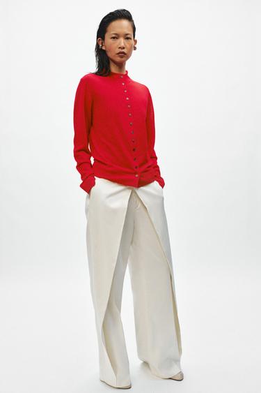 EXTRA-FINE KNIT CARDIGAN - Red by Zara