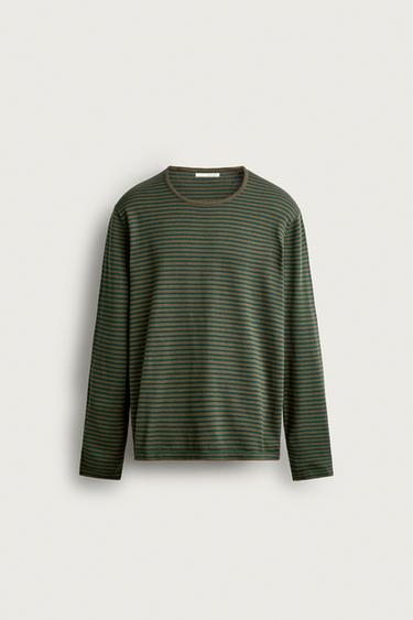 STRIPED REGULAR FIT JUMPER - Green stripe by Zara