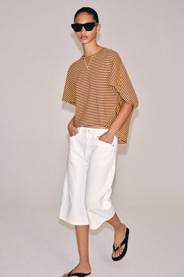 STRIPED OVERSIZED T-SHIRT - yellow by Zara