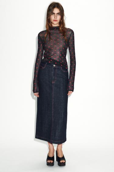 Z1975 MIDI DENIM SKIRT - Blue by Zara